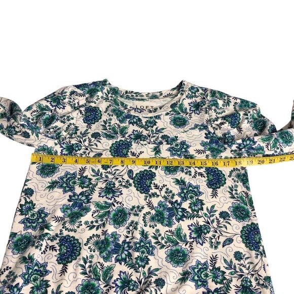 LOFT Sweater Top Womens M Floral Garden Puff Sleeve Lightweight Cottagecore Boho - Picture 13 of 14